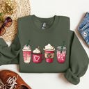 XXL Military Green Valentine's Coffee And Drinks Cozy Edition For Coffee Lovers Forever Graphic Sweatshirt