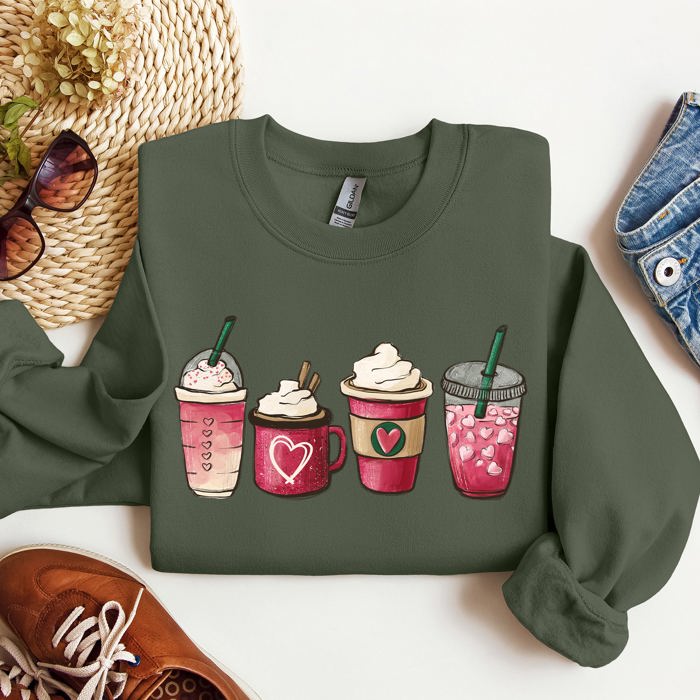 Valentine's Coffee And Drinks Cozy Edition For Coffee Lovers Forever Graphic Sweatshirt