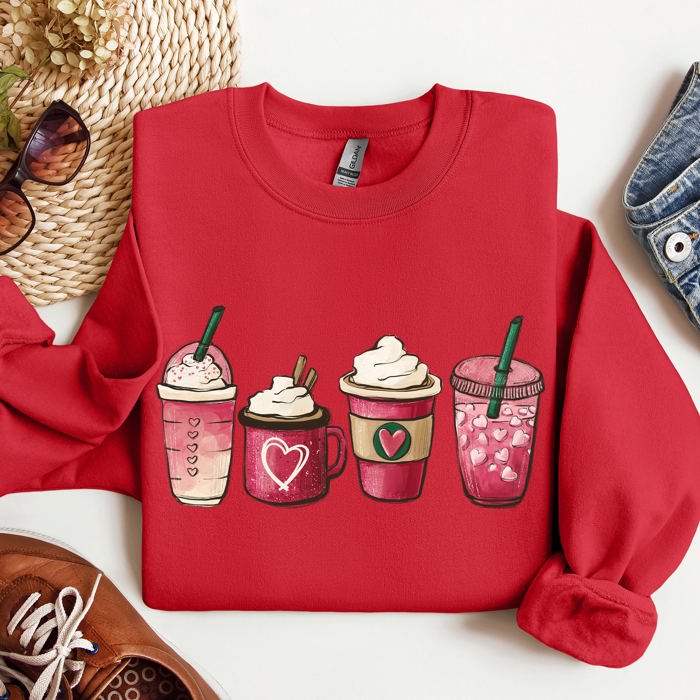 Valentine's Coffee And Drinks Cozy Edition For Coffee Lovers Forever Graphic Sweatshirt