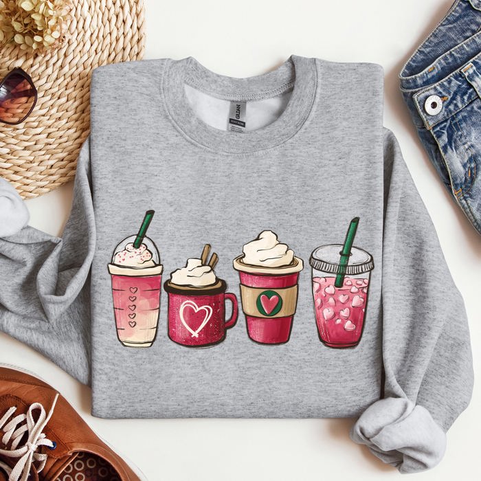 Valentine's Coffee And Drinks Cozy Edition For Coffee Lovers Forever Graphic Sweatshirt