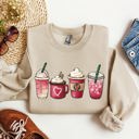 Large Sand Valentine's Coffee And Drinks Cozy Edition For Coffee Lovers Forever Graphic Sweatshirt