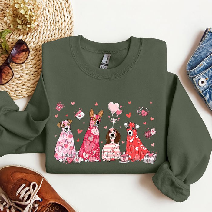 Valentine Ghost Dogs Whimsical Pet Portrait Design For Dog Lovers Everywhere Sweatshirt
