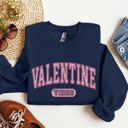Small Navy Valentine Vibes Collegiate College University Campus Romance Deluxe Edition Sweatshirt