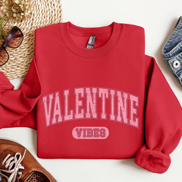 Valentine Vibes Collegiate College University Campus Romance Deluxe Edition Sweatshirt