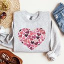 Large Ash Light Gray Watercolor Hearts Valentine's Day Romance Edition Cozy Fleece Cotton Blend Sweatshirt