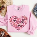 Large Light Pink Watercolor Hearts Valentine's Day Romance Edition Cozy Fleece Cotton Blend Sweatshirt