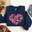 Medium Navy Watercolor Hearts Valentine's Day Romance Edition Cozy Fleece Cotton Blend Sweatshirt