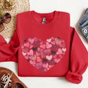 Large Red Watercolor Hearts Valentine's Day Romance Edition Cozy Fleece Cotton Blend Sweatshirt