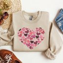 Medium Sand Watercolor Hearts Valentine's Day Romance Edition Cozy Fleece Cotton Blend Sweatshirt