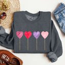 Medium Dark Gray Heather Watercolor Lollipops Candy Sweets Suckers Valentine's Day Limited Edition Sweatshirt