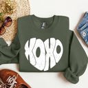XL Military Green Retro XOXO Heart Vintage Valentines Day Nostalgic Love Edition Cozy Fleece Sweatshirt
