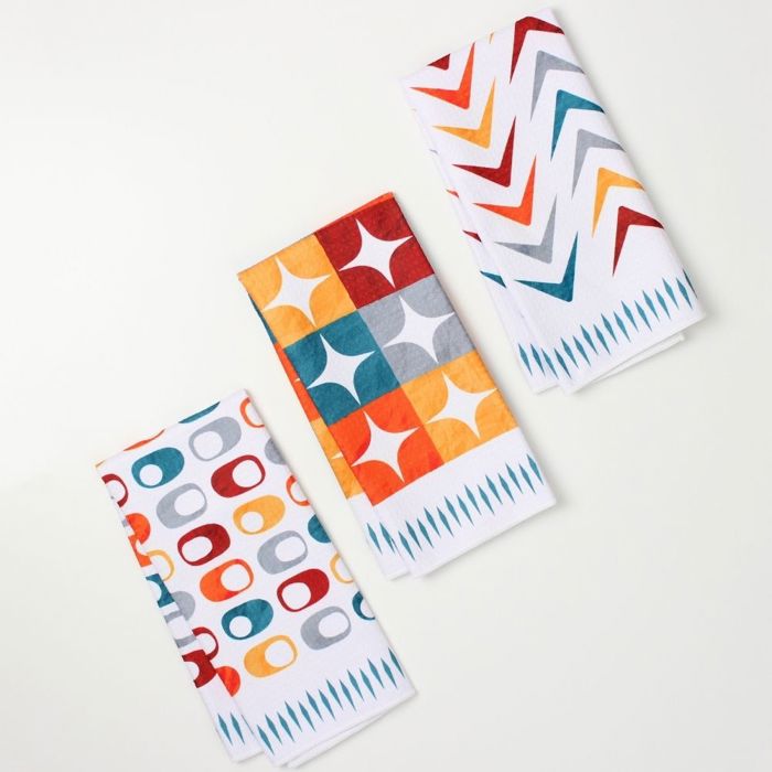 Mid Century Modern Dish Towel Trio - 3pk - 16''x24''