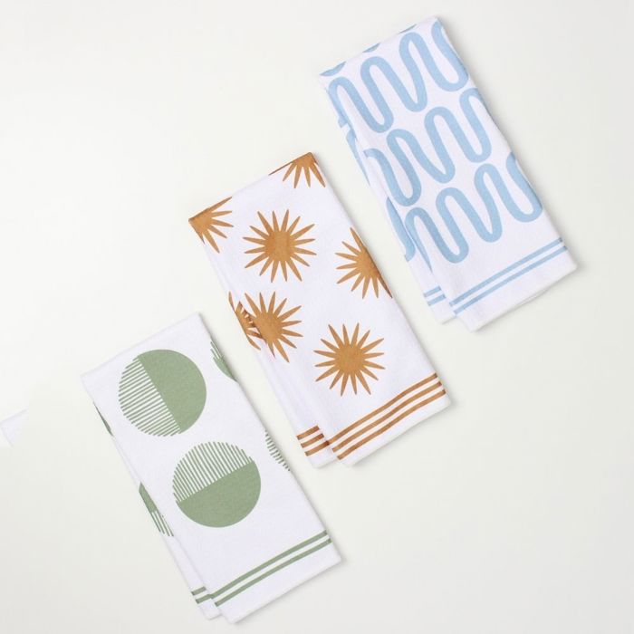 Waves and Rays Dish Towel Trio - 3pk - 16''x24''