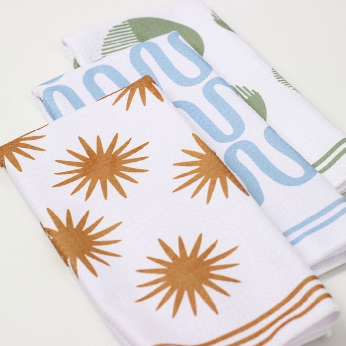 Waves and Rays Dish Towel Trio - 3pk - 16''x24''
