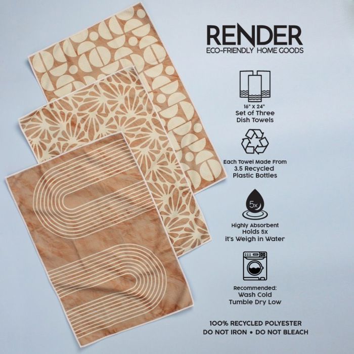 Mocha Boho Dish Towel Trio - 3pk - 16''x24''