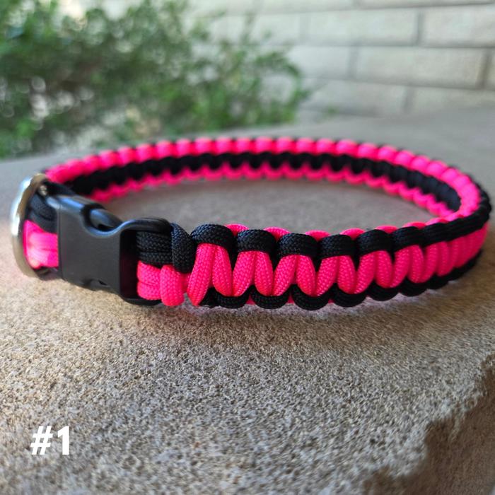 Handmade Paracord Dog Collars High-Visibility Colors 