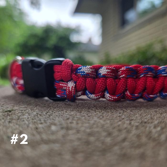 Handmade Patriotic Dog Collar – Red White & Blue USA Paracord 