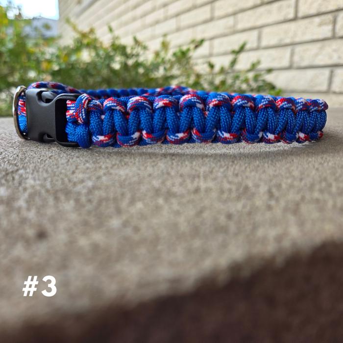 Handmade Patriotic Dog Collar – Red White & Blue USA Paracord 