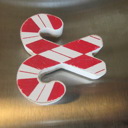 Candy Canes Refrigerator Magnets - Handmade - Set of 6 Chunky Wood Shapes