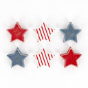 Stars Refrigerator Magnets - Handmade - Set of 6 Chunky Wood Shapes