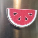 Watermelon Refrigerator Magnets - Handmade - Set of 6 Chunky Wood Shapes