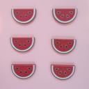 Watermelon Refrigerator Magnets - Handmade - Set of 6 Chunky Wood Shapes