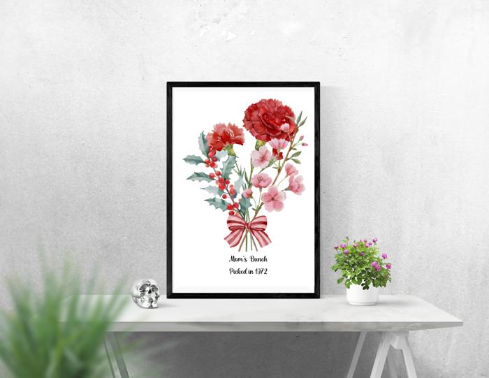 Family Flower Bouquet Custom Art Print