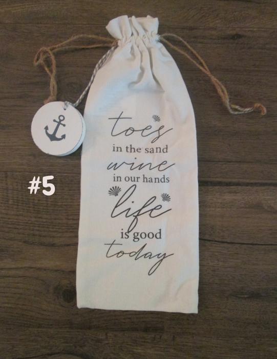 Linen Wine Bag with Drawstring Holder