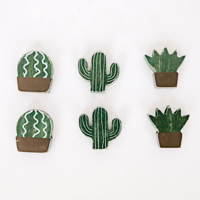 Refrigerator Magnets - Handmade - Set of 6 Chunky Wood Shapes