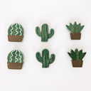 Cactus Refrigerator Magnets - Handmade - Set of 6 Chunky Wood Shapes