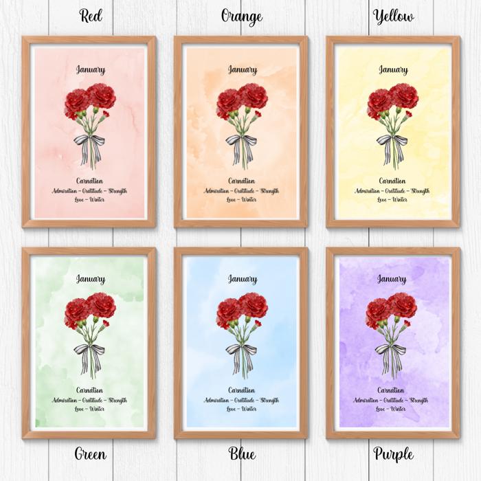 Birth Month Flower Bunch Wall Art Print