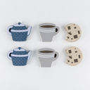 Tea Time Refrigerator Magnets - Handmade - Set of 6 Chunky Wood Shapes