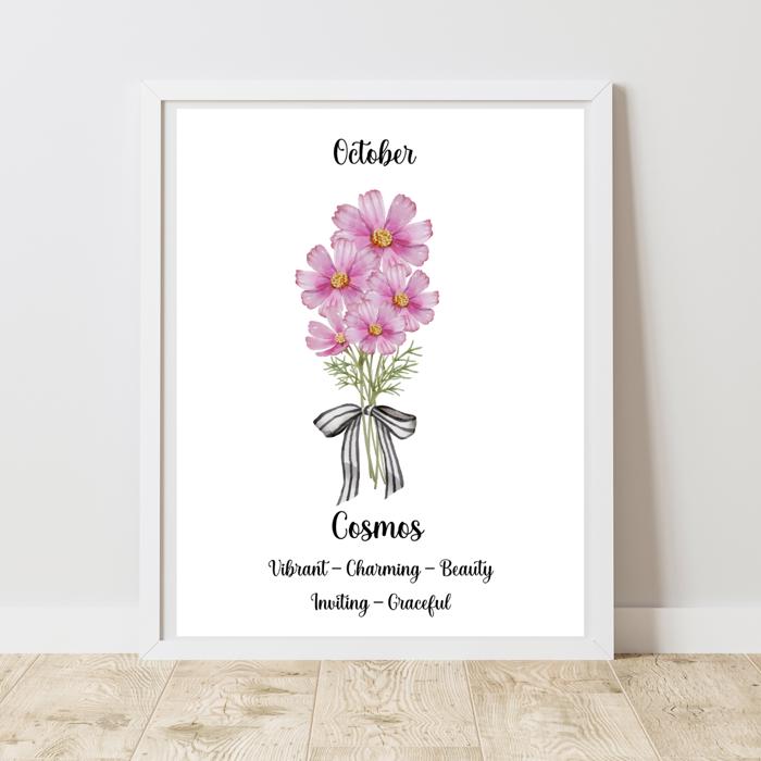 Birth Month Flower Bunch Wall Art Print