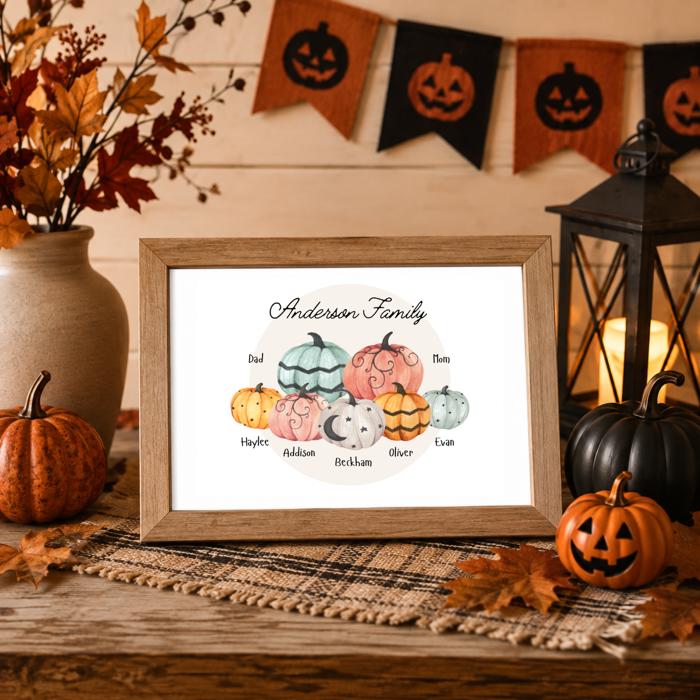 Custom Pumpkin Patch Family Wall Art Print