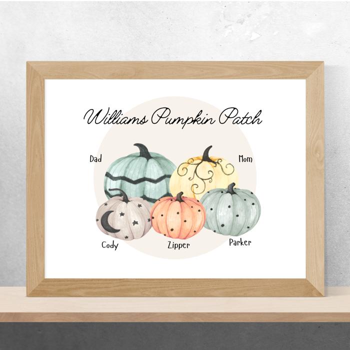 Custom Pumpkin Patch Family Wall Art Print