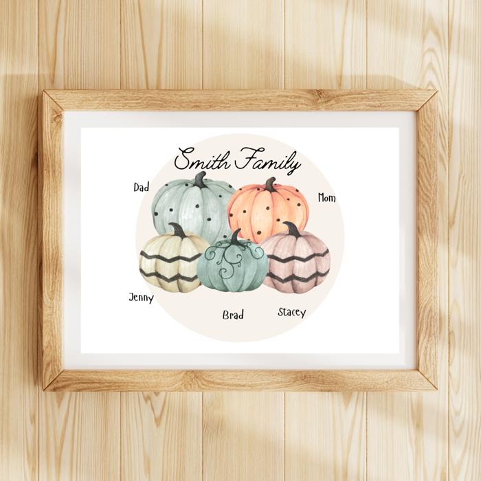 Custom Pumpkin Patch Family Wall Art Print