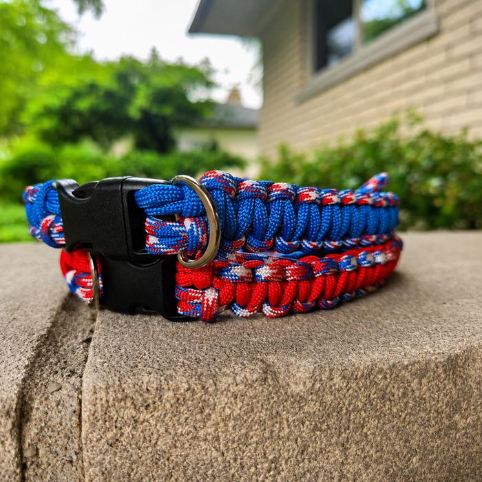 Handmade Patriotic Dog Collar – Red White & Blue USA Paracord 