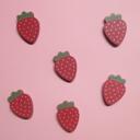 Strawberry Refrigerator Magnets - Handmade - Set of 6 Chunky Wood Shapes