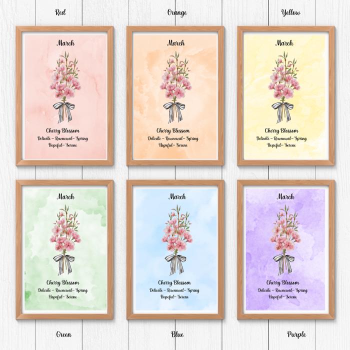 Birth Month Flower Bunch Wall Art Print