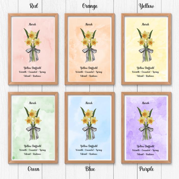 Birth Month Flower Bunch Wall Art Print