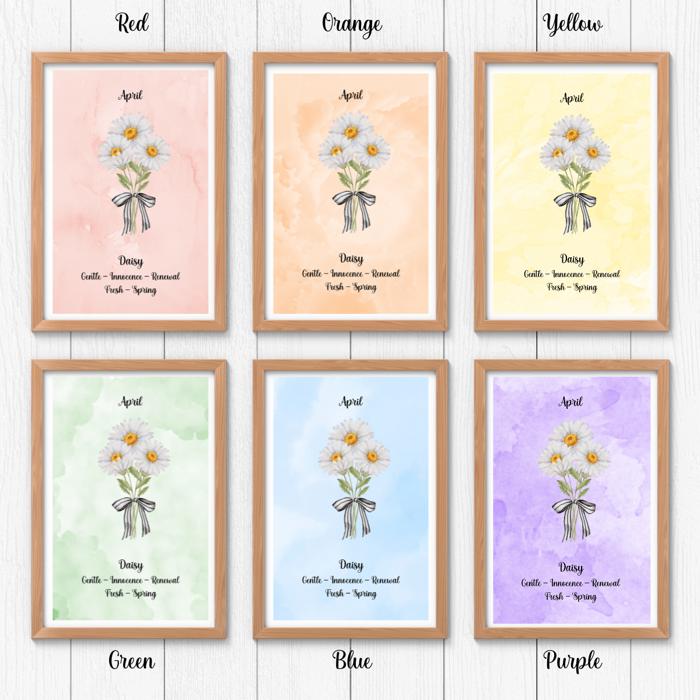 Birth Month Flower Bunch Wall Art Print