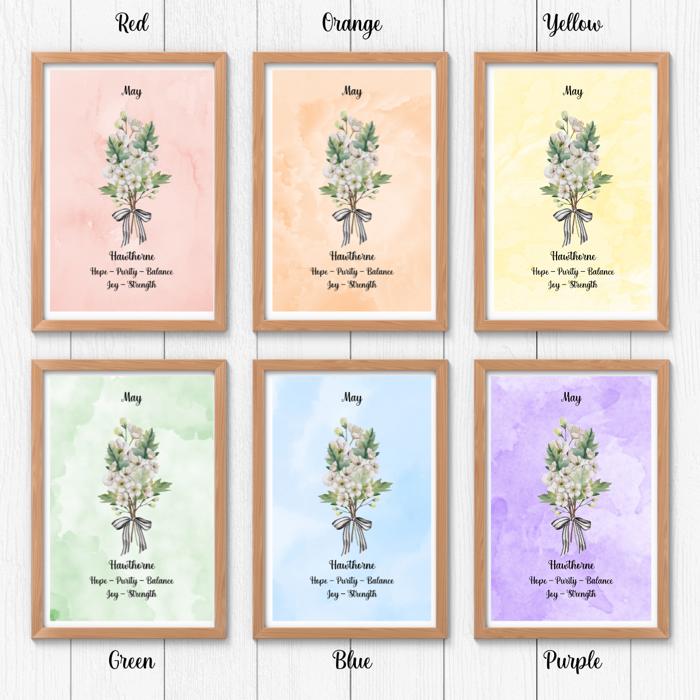 Birth Month Flower Bunch Wall Art Print