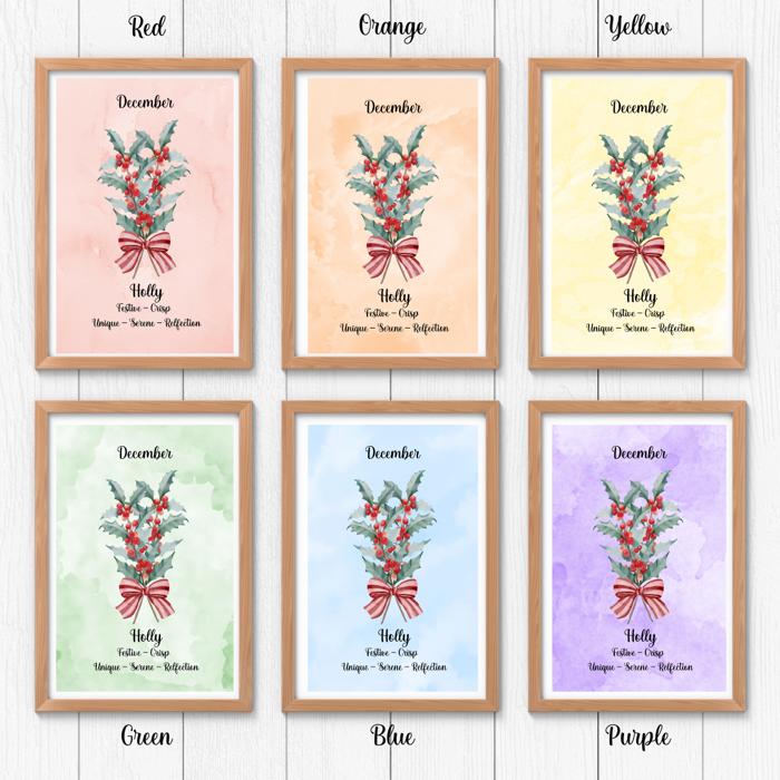 Birth Month Flower Bunch Wall Art Print