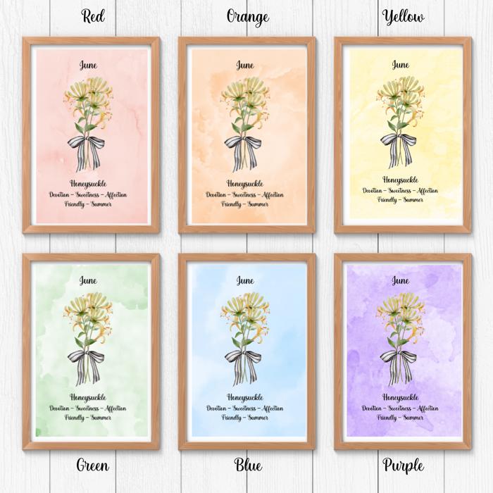 Birth Month Flower Bunch Wall Art Print