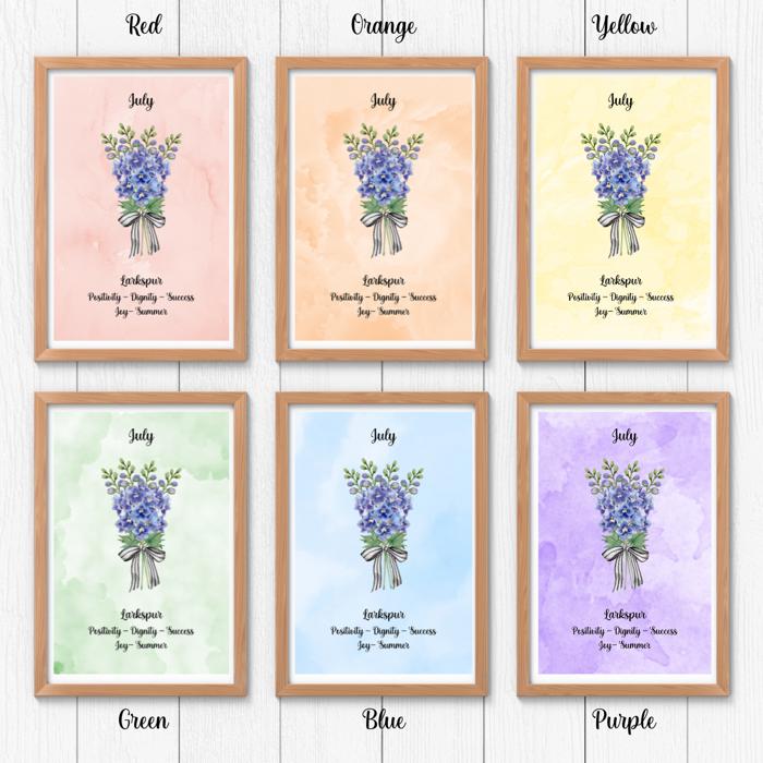 Birth Month Flower Bunch Wall Art Print