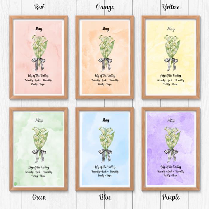Birth Month Flower Bunch Wall Art Print