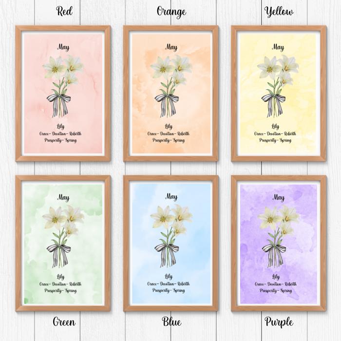 Birth Month Flower Bunch Wall Art Print