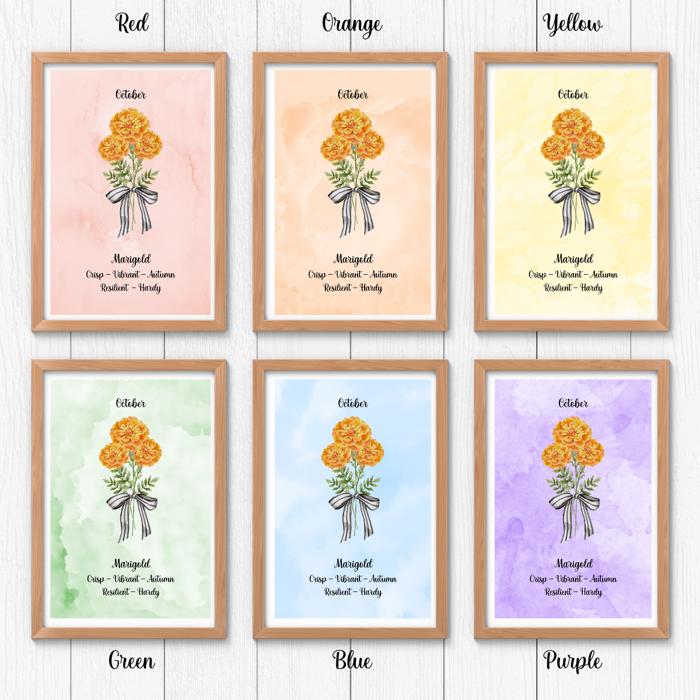 Birth Month Flower Bunch Wall Art Print