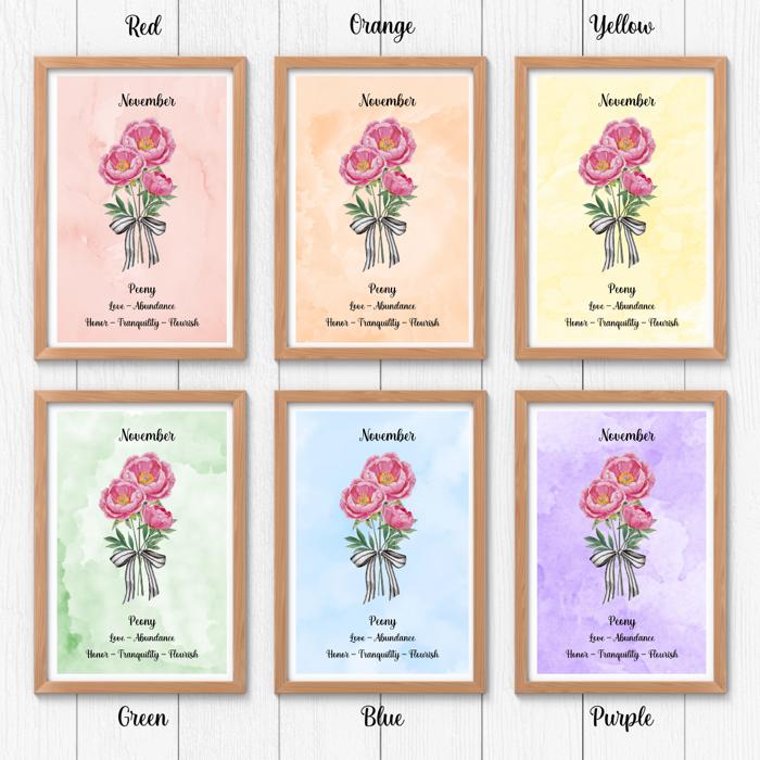 Birth Month Flower Bunch Wall Art Print