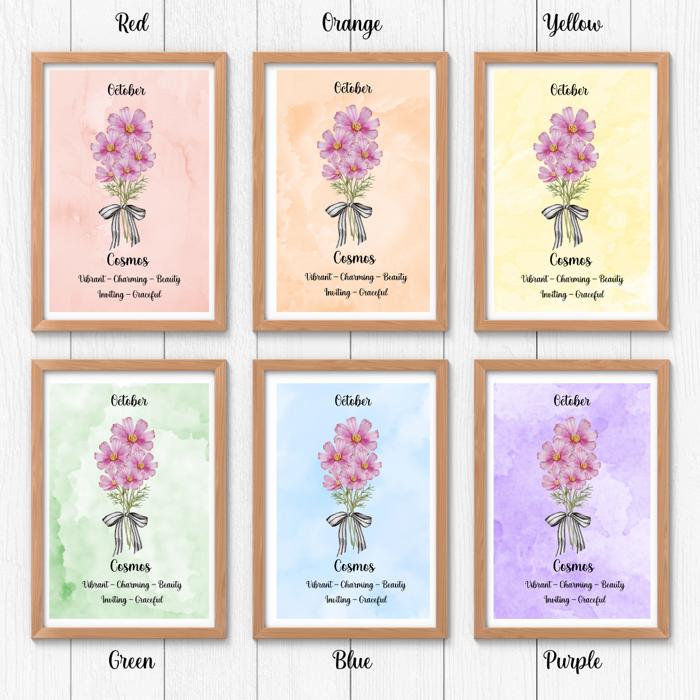 Birth Month Flower Bunch Wall Art Print